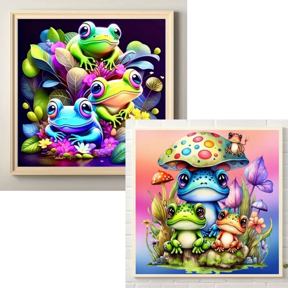 Set of 2 Frog Diamond Painting Kits, 5D DIY Diamond Art Kits for Beginners